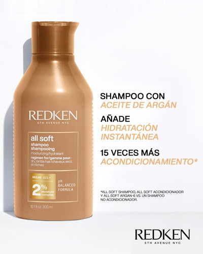 Pack Redken Shampoo All Soft 300ml+ Acondicionador 300ml
