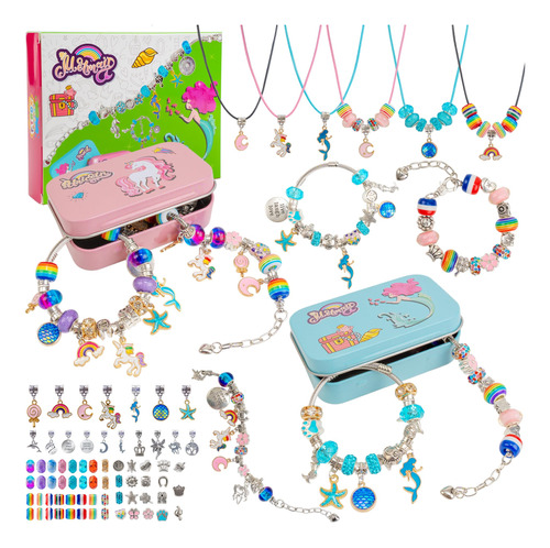 Ftbox Kit De Fabricación De Pulseras Con Dijes Para Niñas.