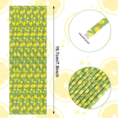 200 Popotes De Papel De Limón Para Fiesta Temática De Frutas
