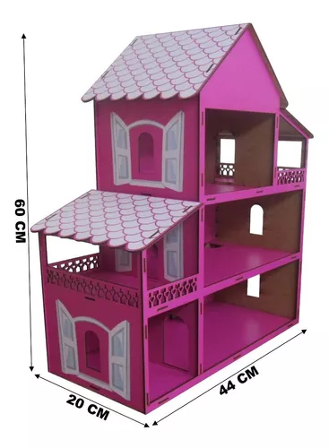 Casa De 60 Cm P/ Bonecas Com 44 Móveis + Nome Da Criança