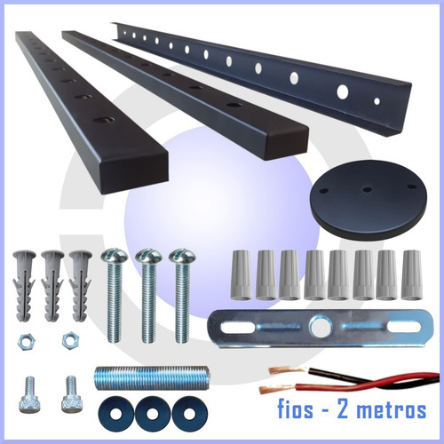 Imagem 4 de 6 de Trilho Perfilado Alumínio Extensível 3 Peças Kit Instalação