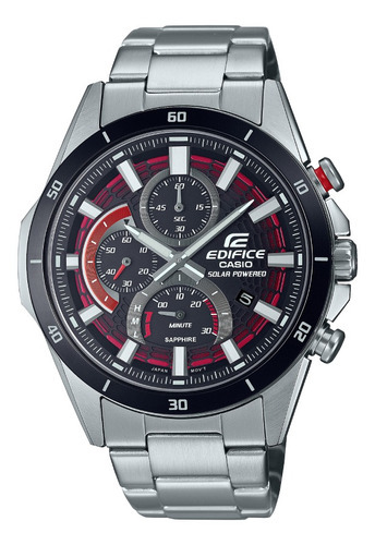 Reloj Casio Edifice Efs-s610db-1a Zafiro Solar Plateado Rojo Color del bisel Negro Color del fondo Negro