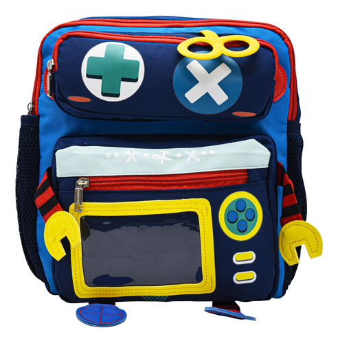 Mochila Robot Azul Porta Credencial Amarilla Mini Backpack Estampado Ll23kbm012 Lluvia Color Azul Marino