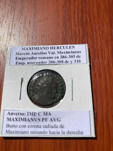 Antigua Moneda Romana Del Emperador Maximiano