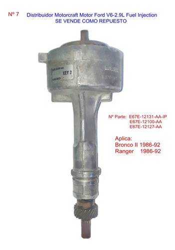 Distribuidor Motorcraft Ford V6 - 2.9l (como Repuesto) (7) 