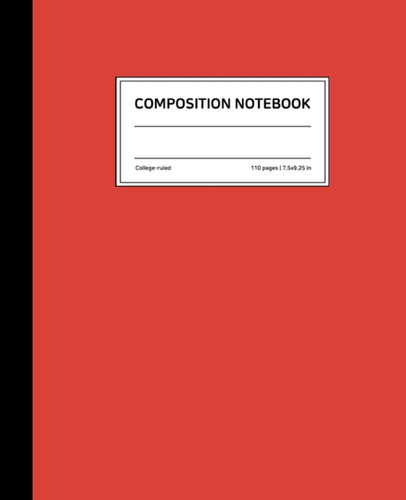 Libro: Simple Red Composition Notebook : College Ruled, 7.5 