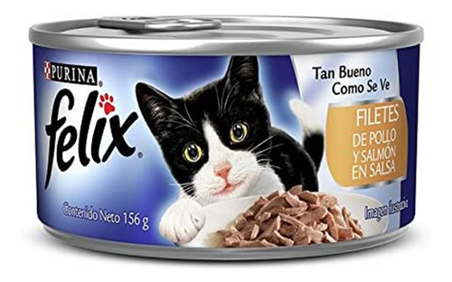 Imagen 1 de 1 de Lata Comida Gato Purina Felix Pollo/salmón Salsa 156gr