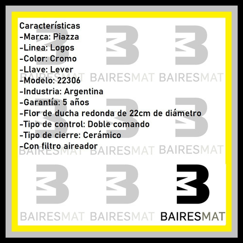 Imagen 3 de 5 de Ducha De Embutir Con Transferencia Piazza Logos 22306