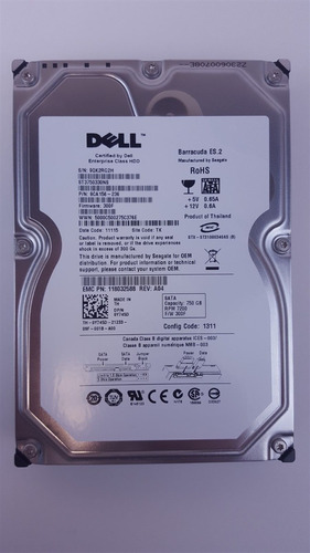 Disco Dell 750gb 7.2k 3.5 Sata 0y7450 Y7450 St3750330ns