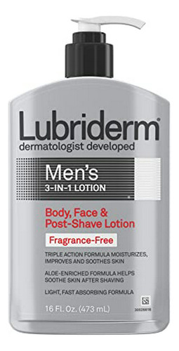 Lubriderm - Loción Sin Perfume 3 En 1 Para Hombres, Enriquec