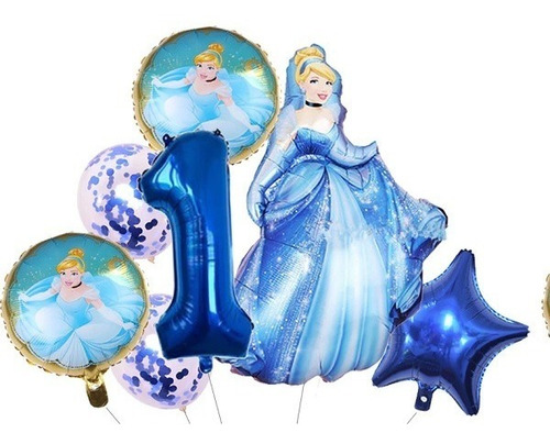 Set 7 Globo Decoración De Princesas+num 80cm