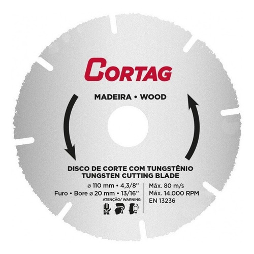 Disco Tungstenio Marmore Madeira Prego 61346 Cortag 110x20mm