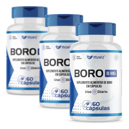 Boro 8mg 60 Cápsulas 400mg Muwiz Kit X3