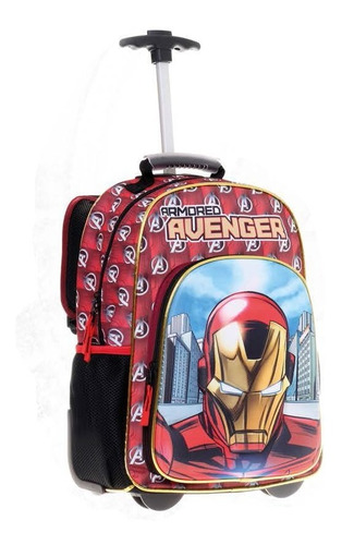 Imagen 1 de 1 de Morral Escolar Grande Con Ruedas 3d Iron Man