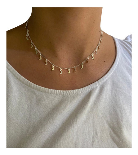 Choker Collar De Plata 925 Lunas Mujer Regalo 