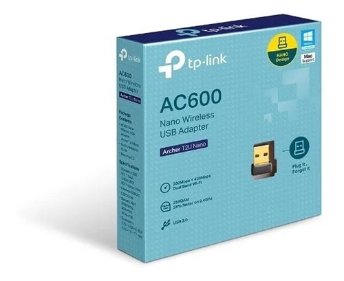 Adaptador Usb Wireless Ac600 Tp-link Archer T2u Nano D Band