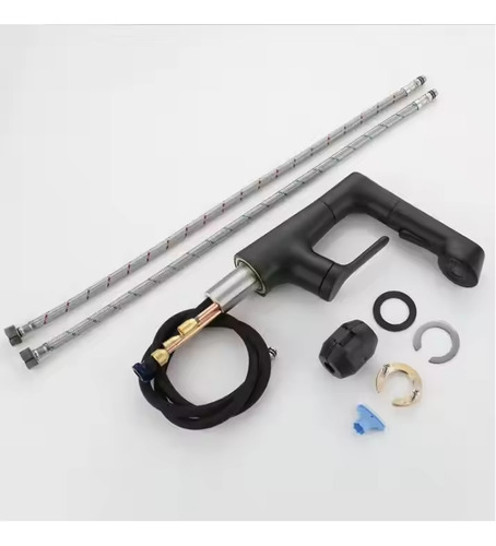 Torneira Banheiro Cozinha Gourmet Bancada Monocomando Luxo 360 Preto Inox 60cm - Bica Alta Com Softtouch & 2 Modos De Água | Cabeçote Extensível E Mangueira Flexível