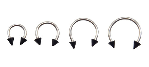 Piercing Circular Barbell Uv Negro Cono 3mm Mix Medidas 4und