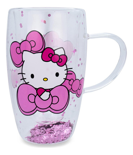 Taza De Cristal Con Confeti De Lazos Y Estrellas De Hello Ki