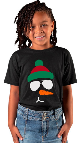 Playera Negra Infantil Muñeco De Nieve Con Lentes Biker