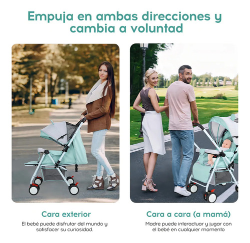 Carriola Para Bebé Industech De Bastón Plegable Verde Claro