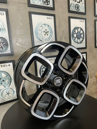 Jogo De Roda Fiat Uno Sporting 2015 Aro 14 4x98 + Bicos Cor Preta Diamante
