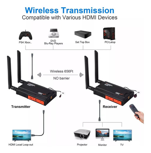 Kit 13 Transmissor De Vídeo Hdmi Wireless Full Hd Até 200mts