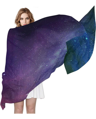 Auuxva Galaxy Nebula Bufanda De Seda Para Mujer Bufanda De G