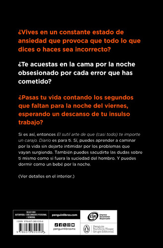 Diario. El Sutil Arte De Que (casi Todo) Te Importe Un Ca: Un Diario De Mark Manson, De Mark Manson. Roca Bolsillo, Vol. . Editorial Penguin Random House, Tapa Blanda, Edición 1 En Español,