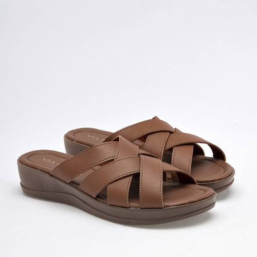 Sandalia Plataforma De Mujer Via Moda Camel 125-907