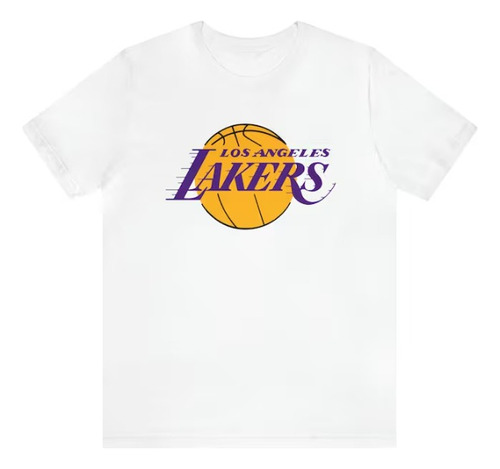 Polera Unisex Infantil Lakers Nba Pelota Algodon Estampado