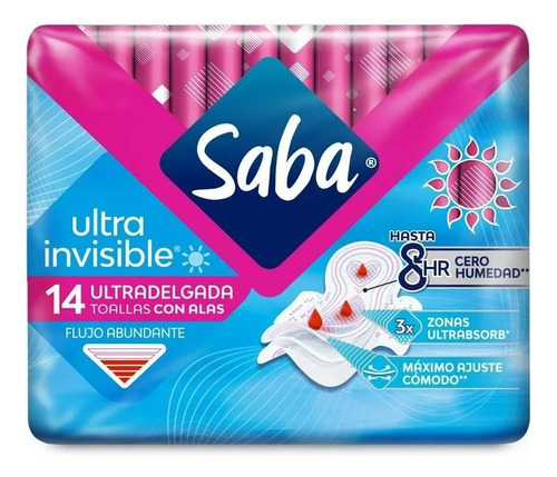 5 Pzas Toallas Femeninas Saba Ultra Invisible Ultradelgada C