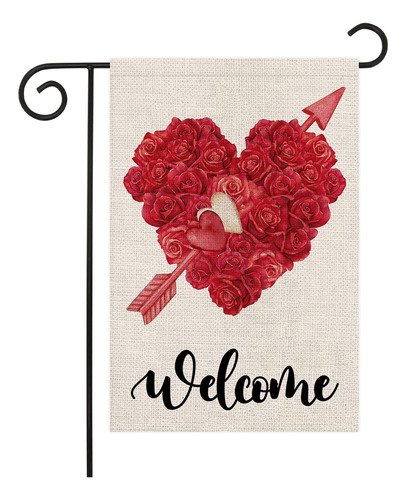 Texupday Bienvenido Rosa Floral Amor Corazón Flecha Decoraci