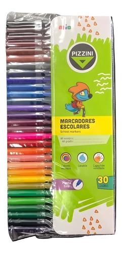 Marcadores Fibras Pizzini Mio Escolar X30 Colores