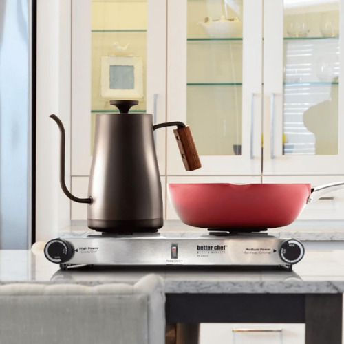 Parrilla Electrica Doble Quemador Better Chef Ajustable Plateado