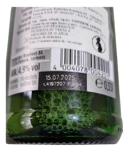 Cerveza Einbecker Pils Importada De Alemania Porron 330 Ml