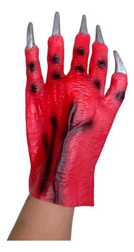 Luva Diabo Vermelha Assustadora Terror Halloween Fantasia 