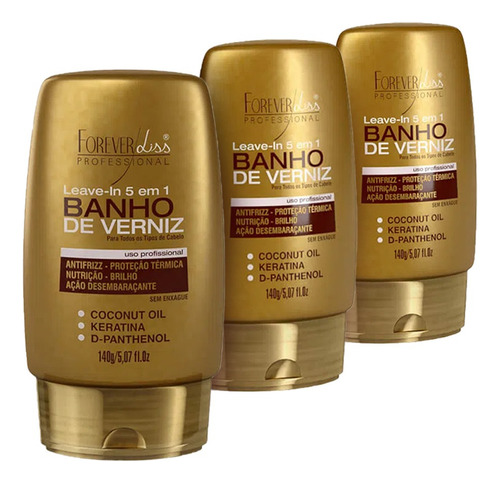 Kit 03 Leave In Forever Liss Banho De Verniz - 150g