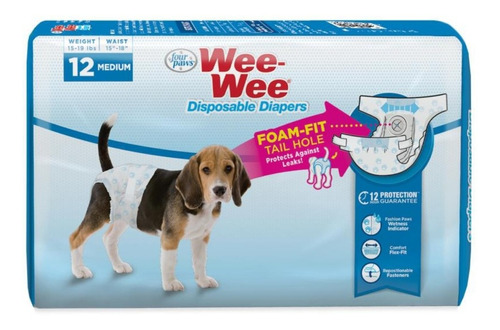 Wee Wee Diapers Medium 12u Pañales Desechables Para Perros 