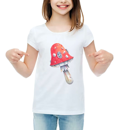 Remera Nena Niña Infantil Cuento Fantasia Hongo Frutilla 14