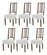 Comprar Fundas Asiento Silla Elastizadas 100%poliester Pack X6 Calid Color Blanco Diseño de la tela Liso