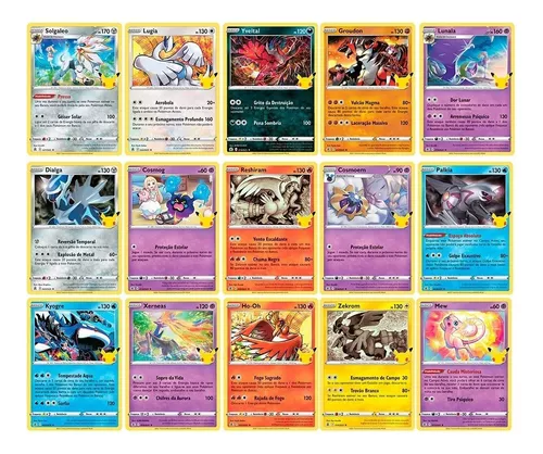 Coleção de cartas Pokémon Lendários com 15 cartas Originais COPAG