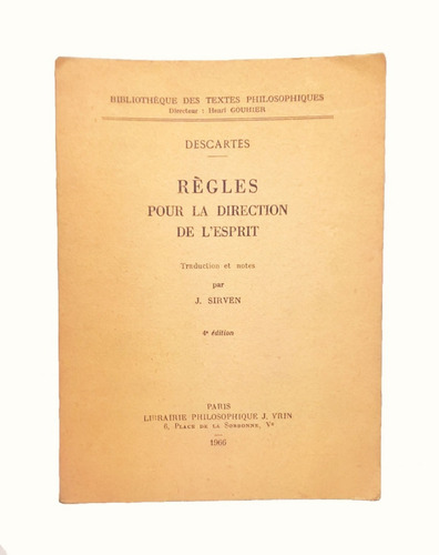 Reglas Para La Dirección Del Espíritu, Descartes, Francés!! (Usado)