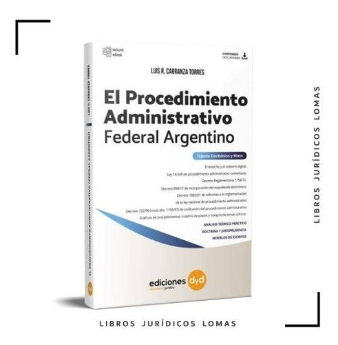 El Procedimiento Administrativo Federal Argentino, De Luis Carranza Torres. Editorial Ediciones Dyd, Tapa Blanda En Español, 2022