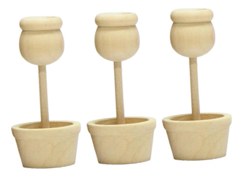3 Piezas Pot De Madera Sin Terminar Artesanía De Estilo C