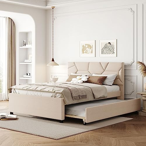 Base De Cama De Tamaño Matrimonial Con Cabecera De Patrón De