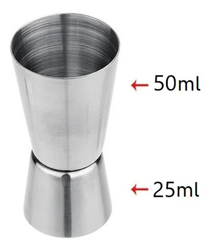Dosador Duplo Inox 25ml / 50ml Copo Medidor Bebidas Drinks