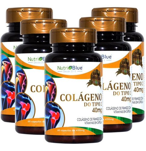 Colageno Tipo 2 Ucll 40mg 60 Cápsulas Nutriblue Kit X5