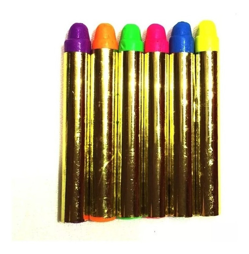 Blister Con 6 Crayon Fluorescent Maquillaje Pintura Neon Luz