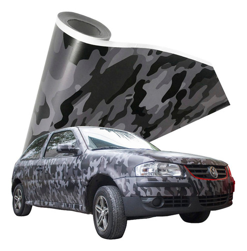 Vinil Camuflaje Negro Gris Mate 1mx1.52m Autoelite Car Wrap